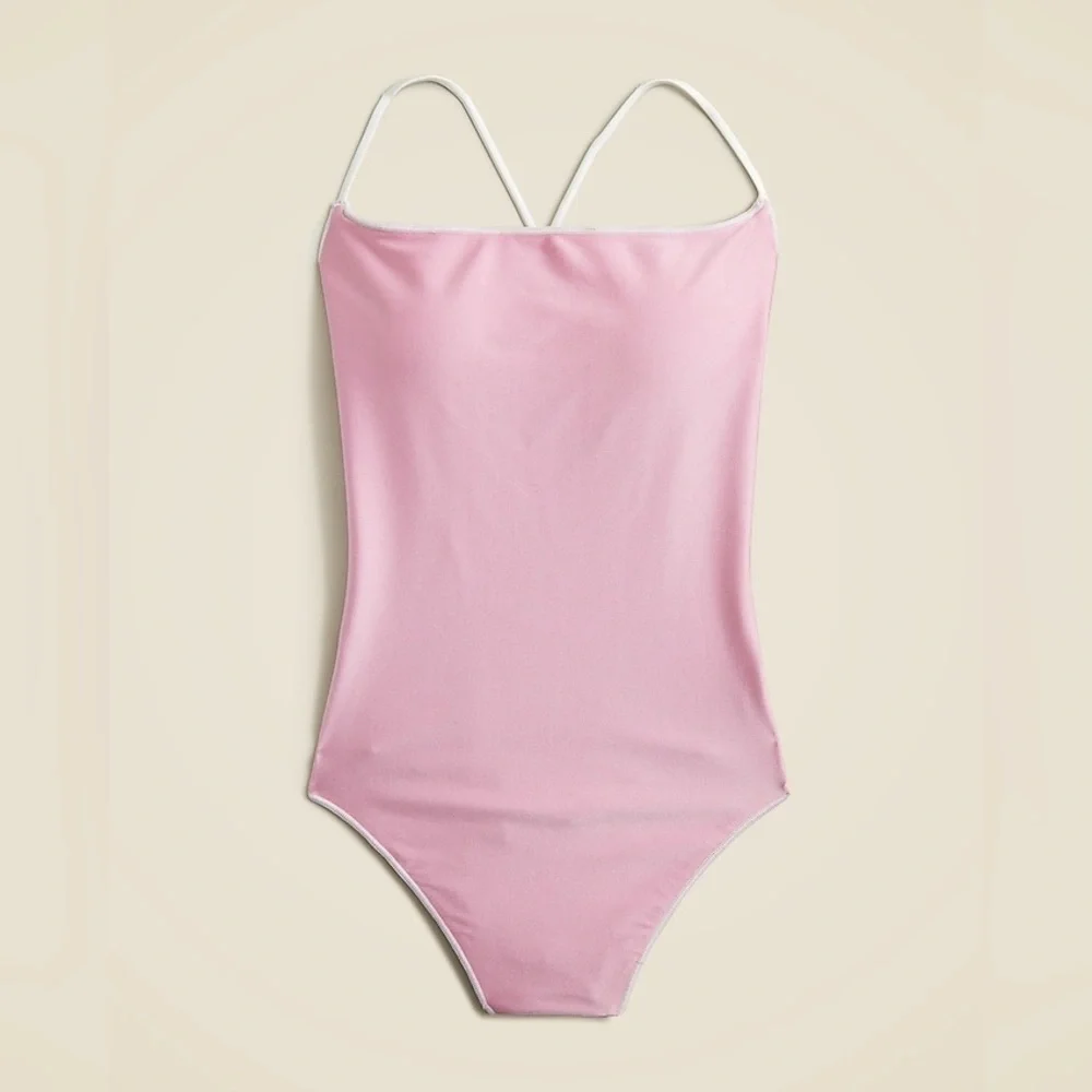NEW Maryam Nassir Zadeh x J Crew Cross-Back One Piece Swimsuit Pink Size 2 $138 - Picture 13 of 13